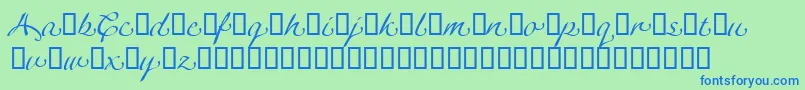 LinotypeagogoSwashthree-Schriftart – Blaue Schriften auf grünem Hintergrund