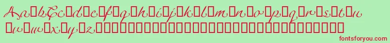 フォントLinotypeagogoSwashthree – 赤い文字の緑の背景