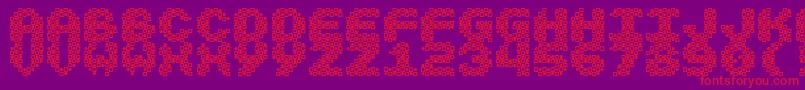 Vasarely-fontti – punaiset fontit violetilla taustalla