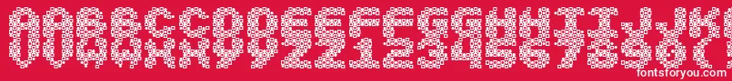 Vasarely-Schriftart – Weiße Schriften auf rotem Hintergrund