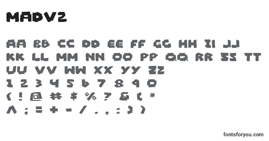 A fonte Madv2 – alfabeto, números, caracteres especiais