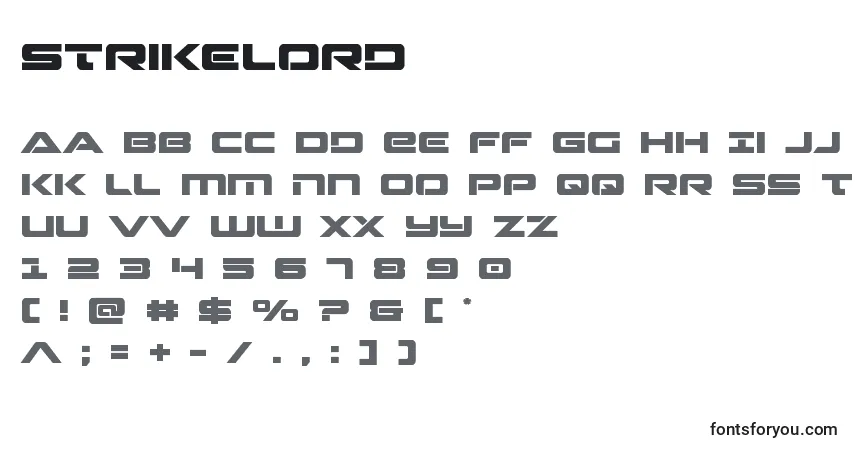 Fuente Strikelord - alfabeto, números, caracteres especiales