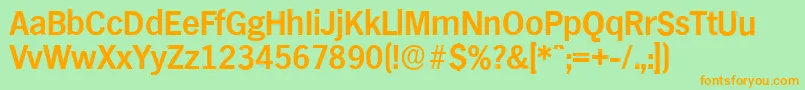 フォントHamburgserialBold – オレンジの文字が緑の背景にあります。