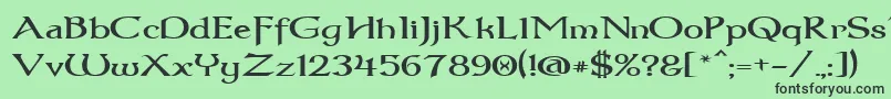 フォントDumbledor3Wide – 緑の背景に黒い文字