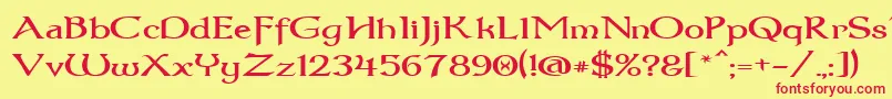 Dumbledor3Wide Font – Red Fonts on Yellow Background