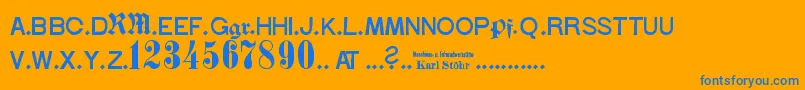 StГ¶hrNumbers-Schriftart – Blaue Schriften auf orangefarbenem Hintergrund