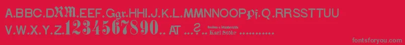 StГ¶hrNumbers Font – Gray Fonts on Red Background