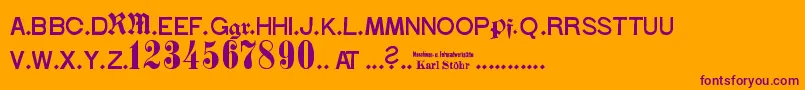 StГ¶hrNumbers-Schriftart – Violette Schriften auf orangefarbenem Hintergrund