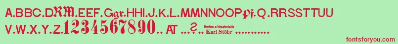 StГ¶hrNumbers Font – Red Fonts on Green Background