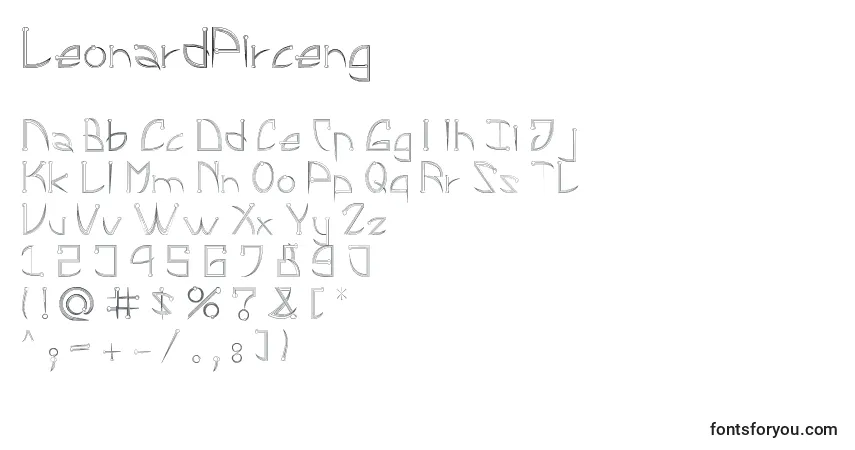 A fonte LeonardPirceng – alfabeto, números, caracteres especiais