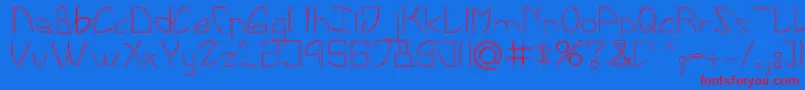 LeonardPirceng Font – Red Fonts on Blue Background