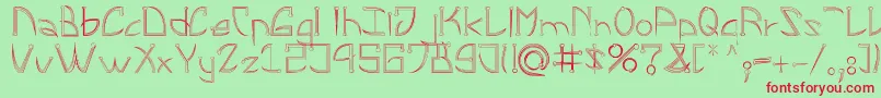 フォントLeonardPirceng – 赤い文字の緑の背景
