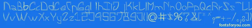 フォントLeonardPirceng – 黄色の文字、青い背景