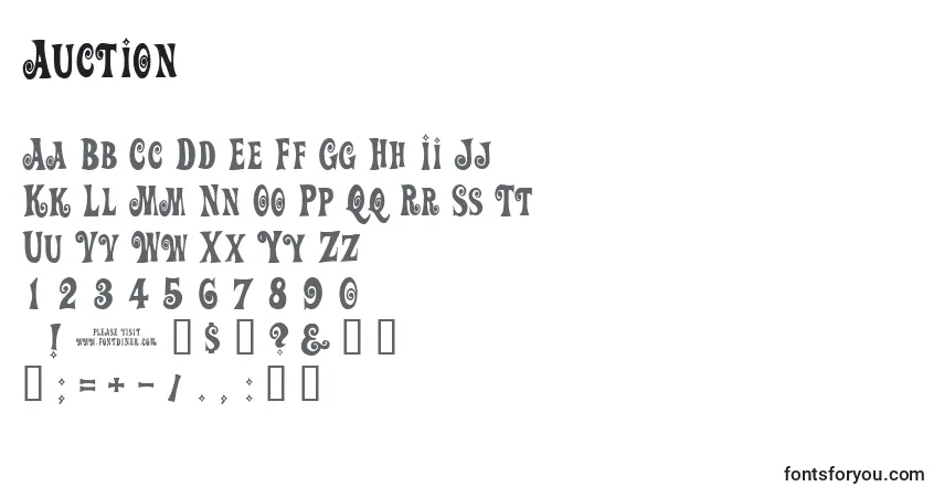 Czcionka Auction – alfabet, cyfry, specjalne znaki