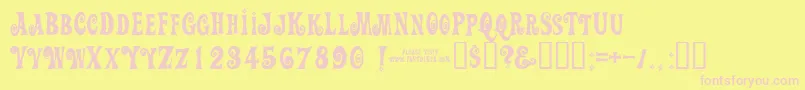 Auction Font – Pink Fonts on Yellow Background