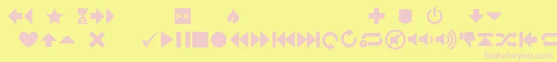GuifxV2Transports-fontti – vaaleanpunaiset fontit keltaisella taustalla