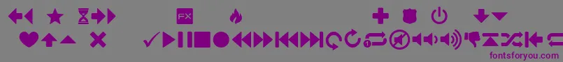 フォントGuifxV2Transports – 紫色のフォント、灰色の背景