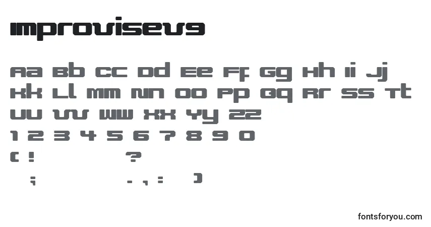 Czcionka ImproviseV9 – alfabet, cyfry, specjalne znaki