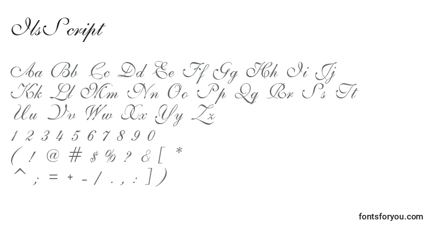 Schriftart IlsScript – Alphabet, Zahlen, spezielle Symbole
