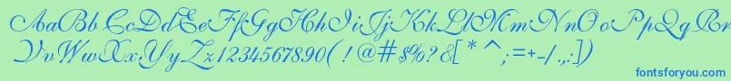 フォントIlsScript – 青い文字は緑の背景です。