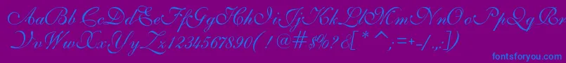 IlsScript-Schriftart – Blaue Schriften auf violettem Hintergrund