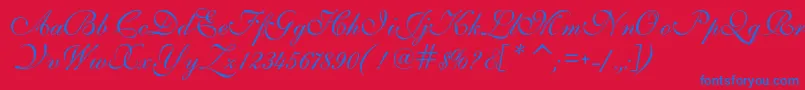IlsScript Font – Blue Fonts on Red Background