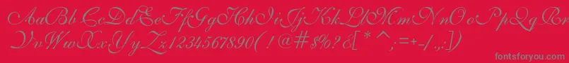 IlsScript-Schriftart – Graue Schriften auf rotem Hintergrund