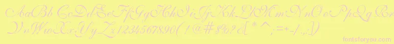 IlsScript-Schriftart – Rosa Schriften auf gelbem Hintergrund