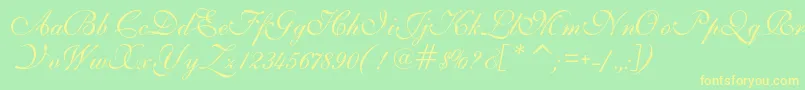 Шрифт IlsScript – жёлтые шрифты на зелёном фоне