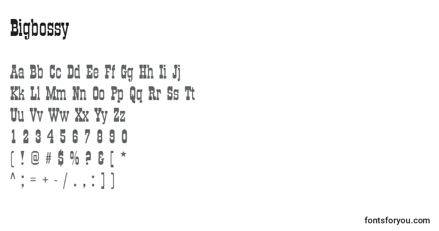 Czcionka Bigbossy – alfabet, cyfry, specjalne znaki