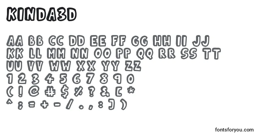 Schriftart Kinda3D – Alphabet, Zahlen, spezielle Symbole