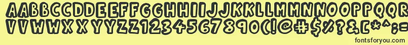 Kinda3D-fontti – mustat fontit keltaisella taustalla