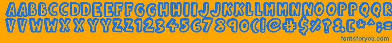 フォントKinda3D – オレンジの背景に青い文字