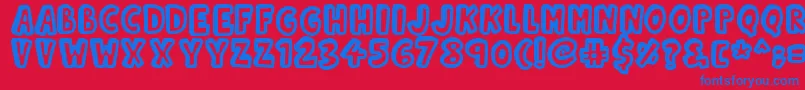フォントKinda3D – 赤い背景に青い文字