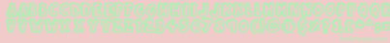 フォントKinda3D – ピンクの背景に緑の文字