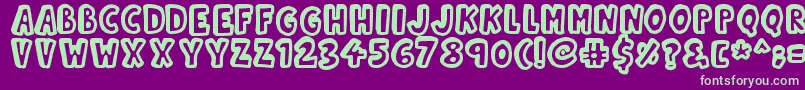Kinda3D-fontti – vihreät fontit violetilla taustalla