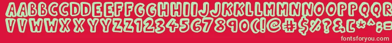 Kinda3D-Schriftart – Grüne Schriften auf rotem Hintergrund