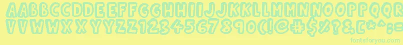 Kinda3D-Schriftart – Grüne Schriften auf gelbem Hintergrund