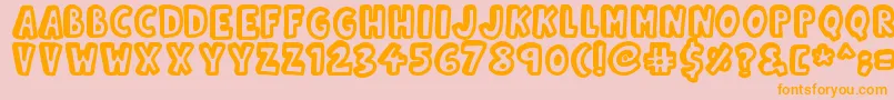 フォントKinda3D – オレンジの文字がピンクの背景にあります。