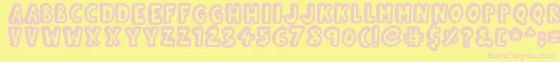フォントKinda3D – ピンクのフォント、黄色の背景