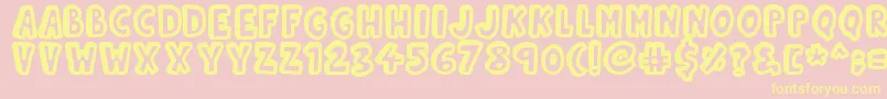 Kinda3D-fontti – keltaiset fontit vaaleanpunaisella taustalla