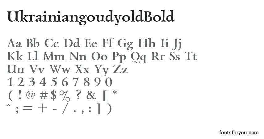 A fonte UkrainiangoudyoldBold – alfabeto, números, caracteres especiais