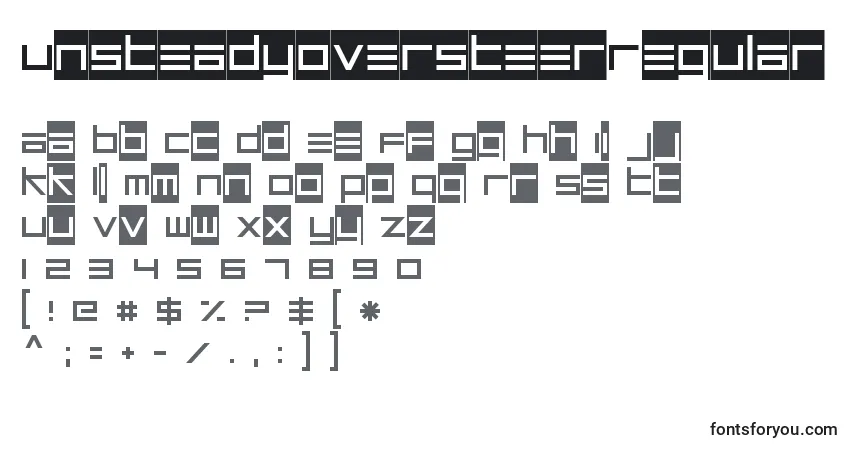 Fuente UnsteadyoversteerRegular - alfabeto, números, caracteres especiales