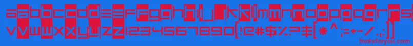 フォントUnsteadyoversteerRegular – 赤い文字の青い背景