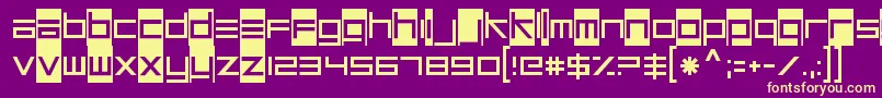 Fonte UnsteadyoversteerRegular – fontes amarelas em um fundo roxo