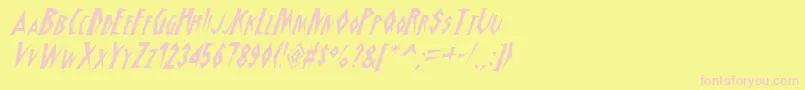SchrillAoeOblique Font – Pink Fonts on Yellow Background