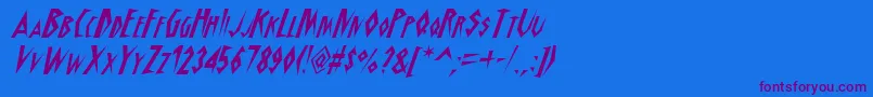 SchrillAoeOblique Font – Purple Fonts on Blue Background
