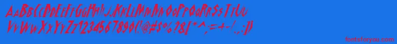 SchrillAoeOblique Font – Red Fonts on Blue Background