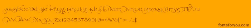 Prida02calt-Schriftart – Braune Schriften auf orangefarbenem Hintergrund