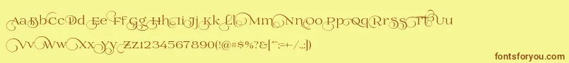 Fonte Prida02calt – fontes marrons em um fundo amarelo